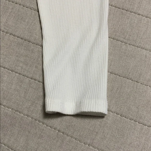 Evereve Women’s Paige Draped Ribbed White Large Long Sleeve Top Lagenlook Quiet - Picture 3 of 13